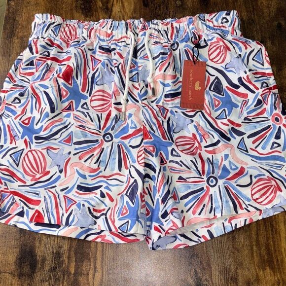 NWT Southern Marsh Jubilee swim trunks red/blue Sz M bathing suit men - Picture 3 of 10